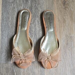 Sundance Bow Slip-On Mules with Gold Footbed